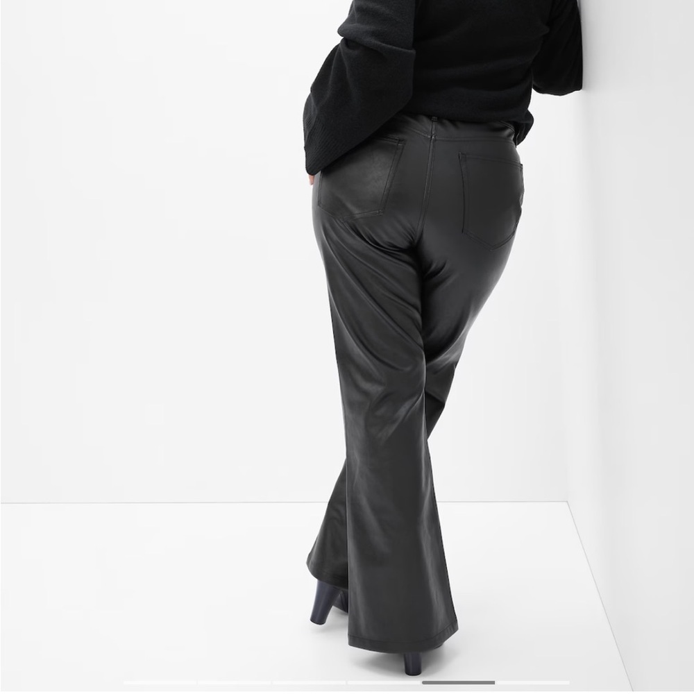 Gap High Rise Faux-Leather '70s Flare Pants - Picture 2 of 7